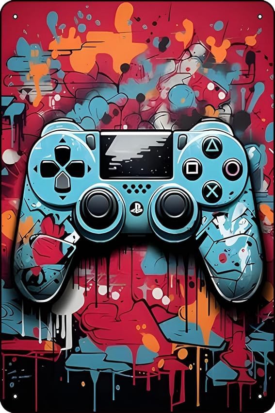 Watercolor Poster Print - Ytosoful Renkli Neon Gamepad suluboya Duvar