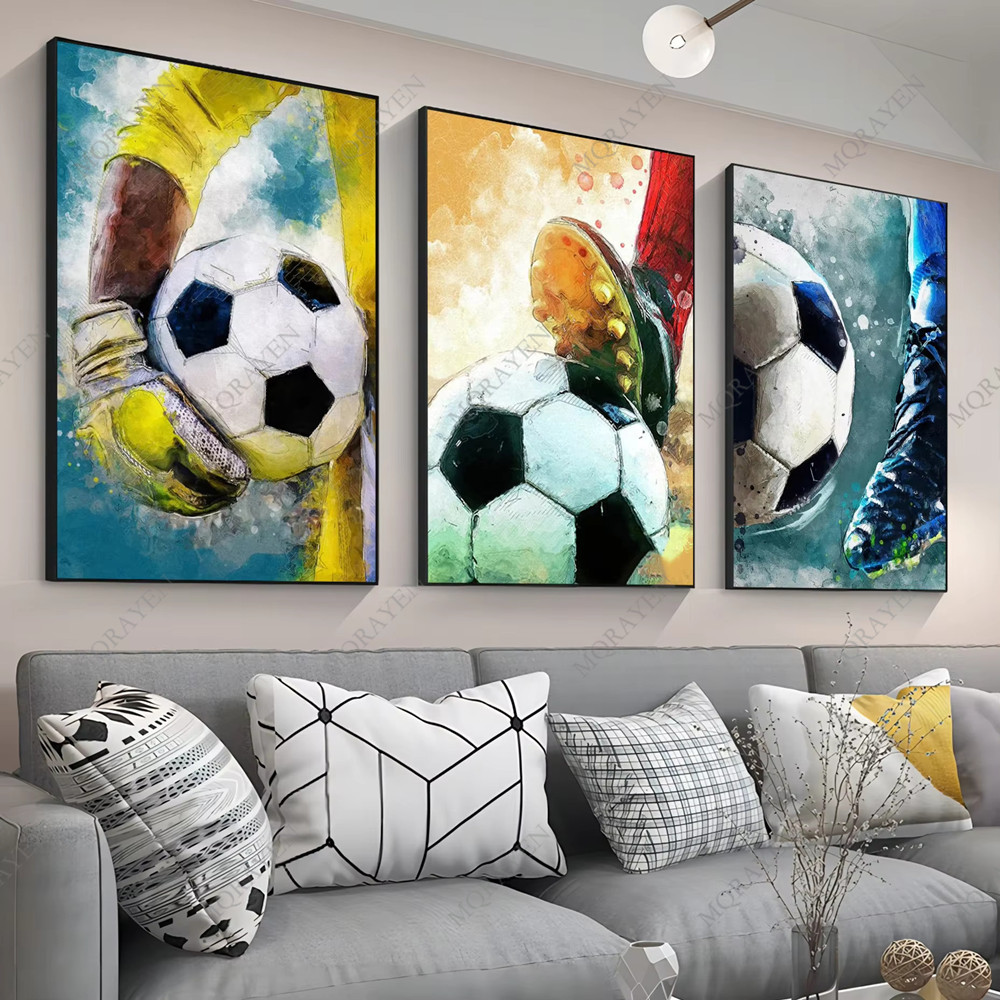 Watercolor Poster Print - Suluboya Futbol Posterleri Baskılar Tuval Boyama