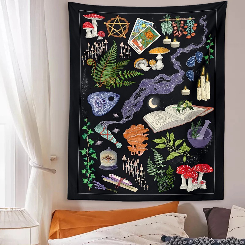 Aesthetic Tapestry - Psychedelic mantar goblen Divination psişik duvar