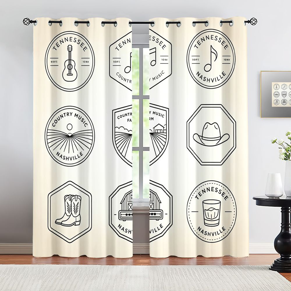 Home Decor Curtain - Tennessee Country Müzik Temalı Perdeler, Nashville