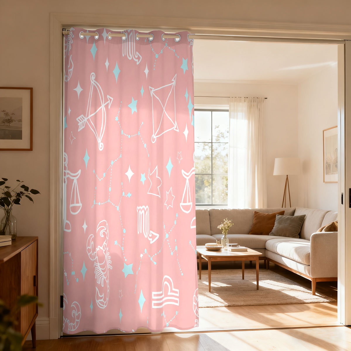 Home Decor Curtain - 1 adet Yıldızlı Gökyüzü Takımyıldızı Baskılı
