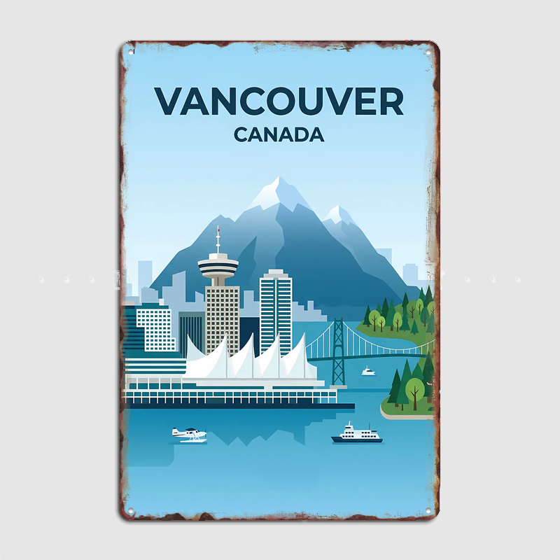 Home Decor Vancouver - Vancouver Kanada Skyline Seyahat Manzara Posterleri