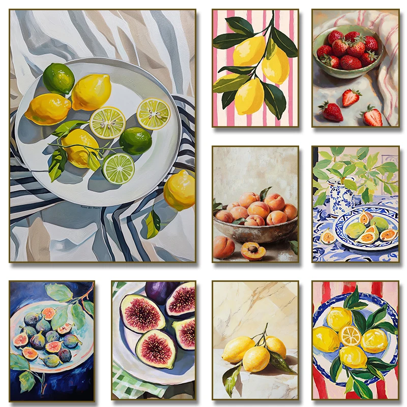 Home Decor Market - Soyut Meyve Pazarı Posteri Limon Çilek