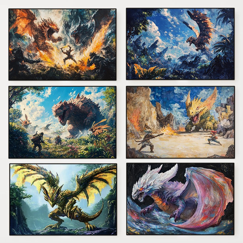 Home Decor Video - 1 adet çerçevesiz Monster Hunter Ai