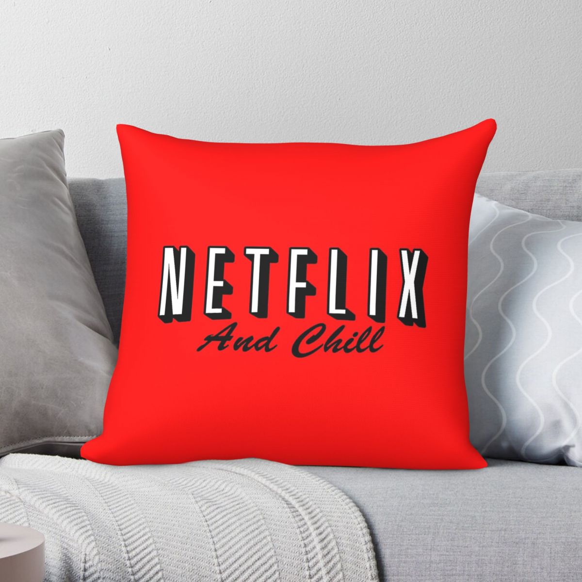 Home Decor Netflix - Netflix And Chill Kırmızı Kare Yastık