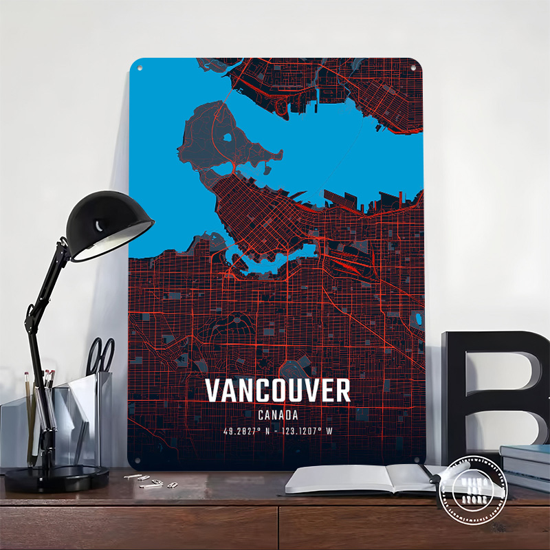 Vancouver Şehir Haritası Metal - Home Decor Vancouver incelemesi ve fiyatı