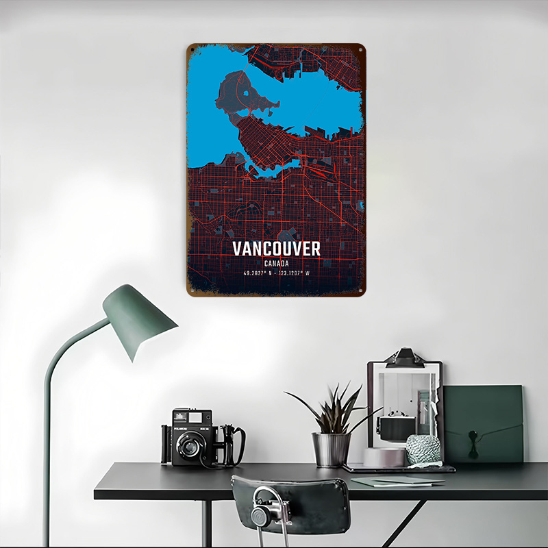 Vancouver Şehir Haritası Metal - Home Decor Vancouver incelemesi ve fiyatı