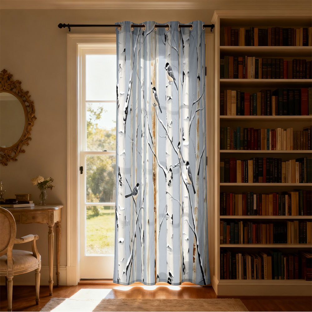 1 adet huş ağacı ormanı titmou - Home Decor Curtain incelemesi ve fiyatı