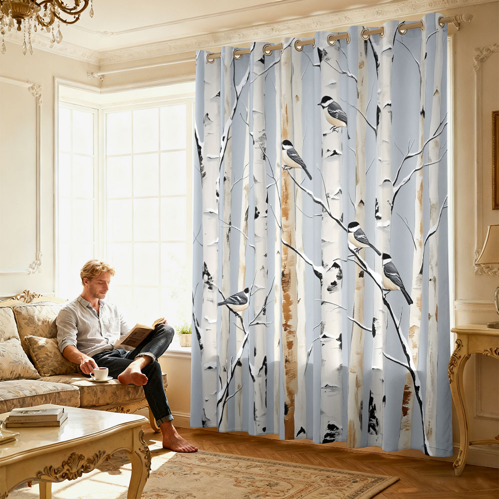 1 adet huş ağacı ormanı titmou - Home Decor Curtain incelemesi ve fiyatı