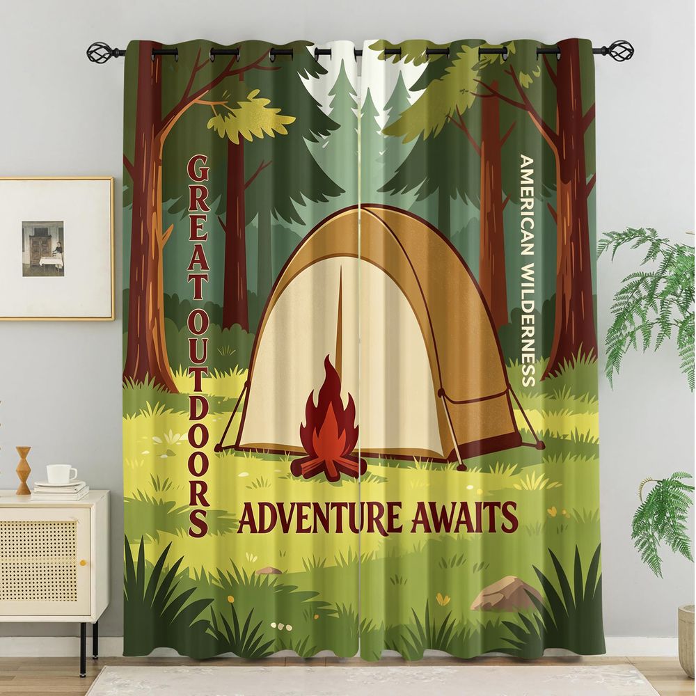 Kamp Manzarası Baskılı Perdele - Home Decor Curtain incelemesi ve fiyatı