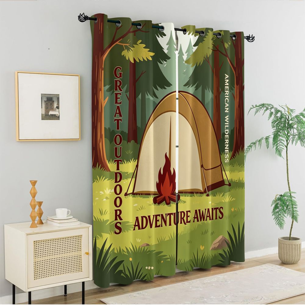 Kamp Manzarası Baskılı Perdele - Home Decor Curtain incelemesi ve fiyatı