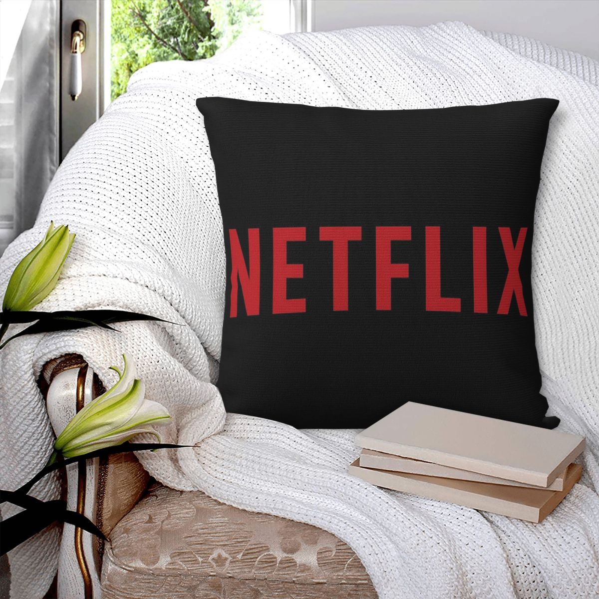 Netflix Logolu Kare Yastık Kıl - Home Decor Netflix incelemesi ve fiyatı