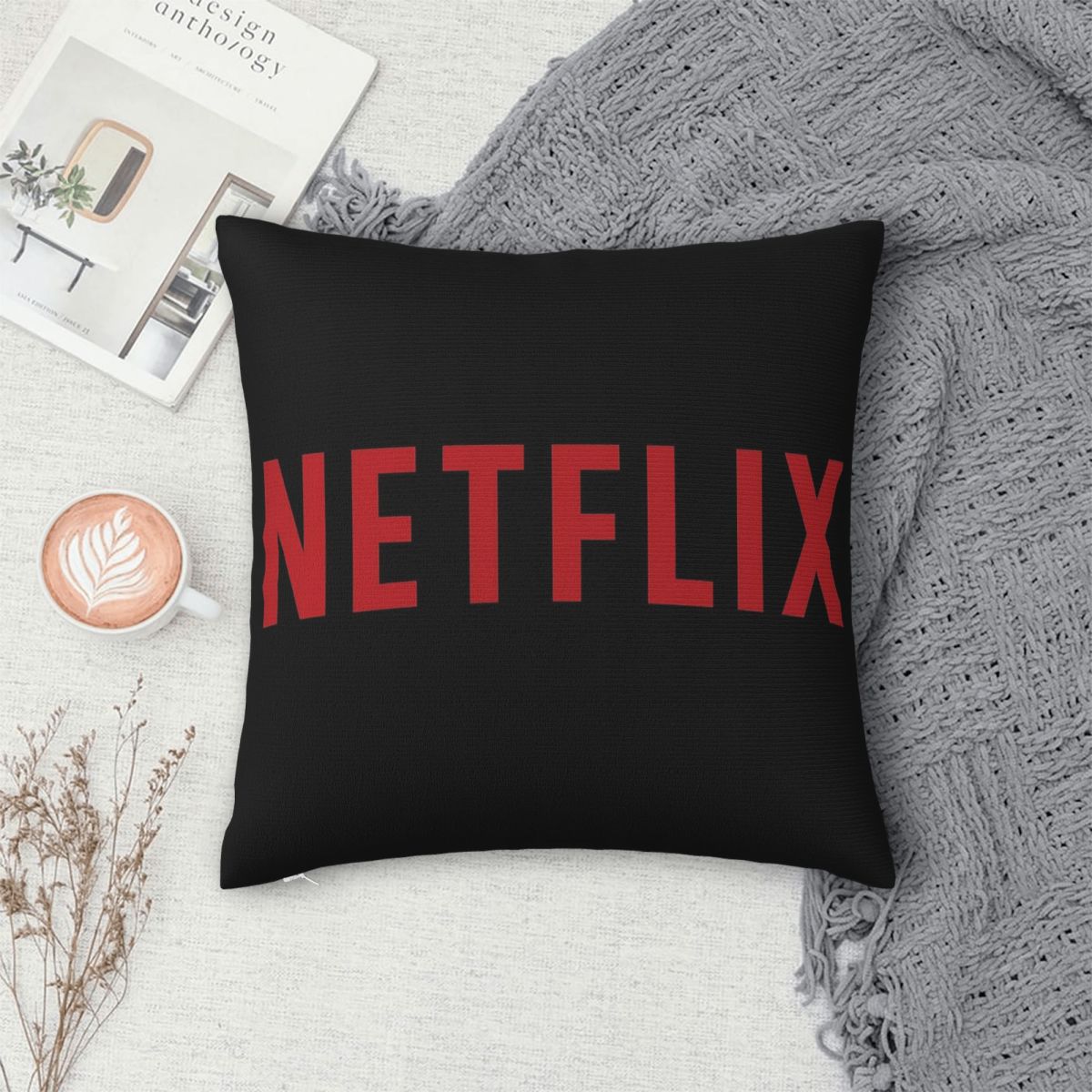 Netflix Logolu Kare Yastık Kıl - Home Decor Netflix incelemesi ve fiyatı